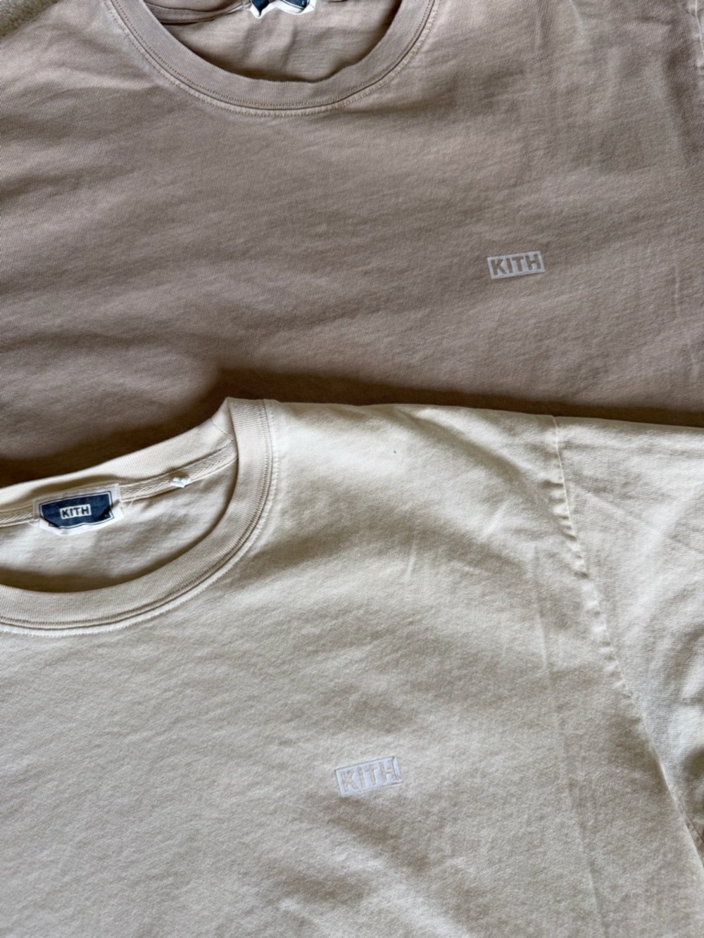 Kith Short Sleeve Crewneck Tee in Light Tan and Cream